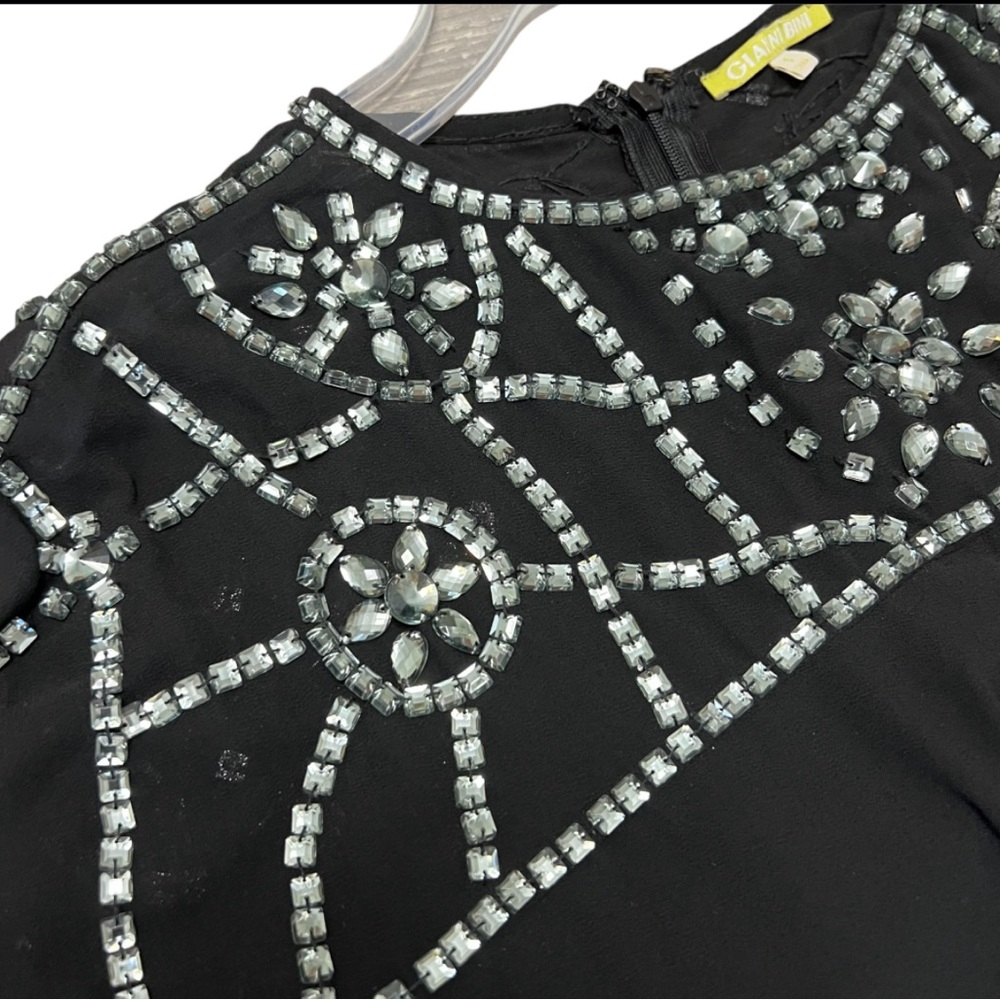 Gianni Bini Black Beaded Rhinestone Blouse, Size: S - Picture 5 of 7